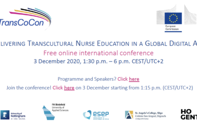 3 December 2020, 1:30 pm – 6 pm CEST/UTC+2 : Delivering Transcultural Nurse Education in a Global Digital Age (Free online international conference)